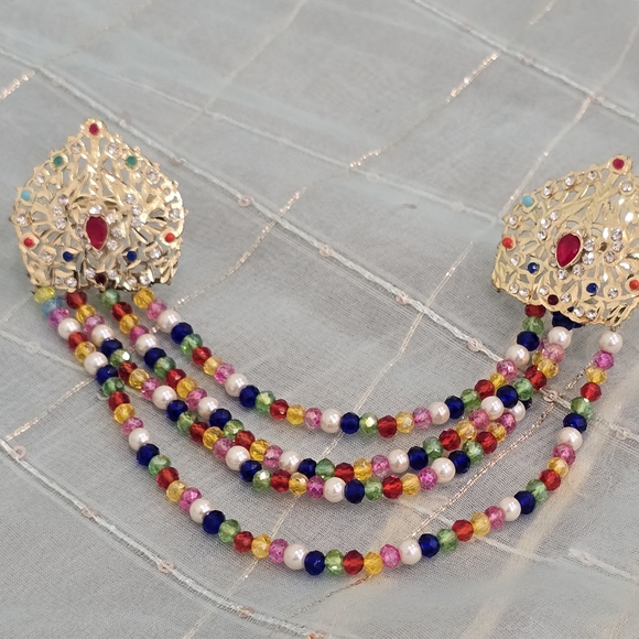 Multicolor Beaded Double Rings - Picture 2 of 4